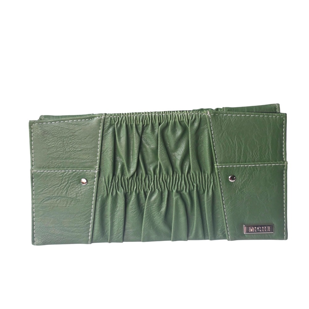 Miche Green Ruched Faux Leather‎ Classic Base Bag Shell Wrap Cover Studded